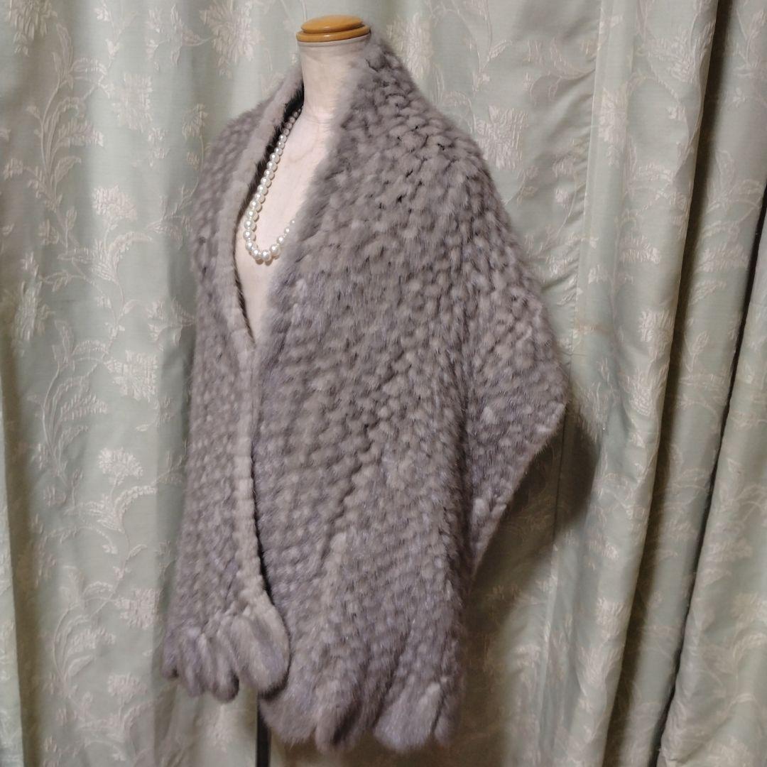 新同✩ミンク✩ファーショール✩サファイアミンク✩留め具有✩裏地も素敵✩スカラップ