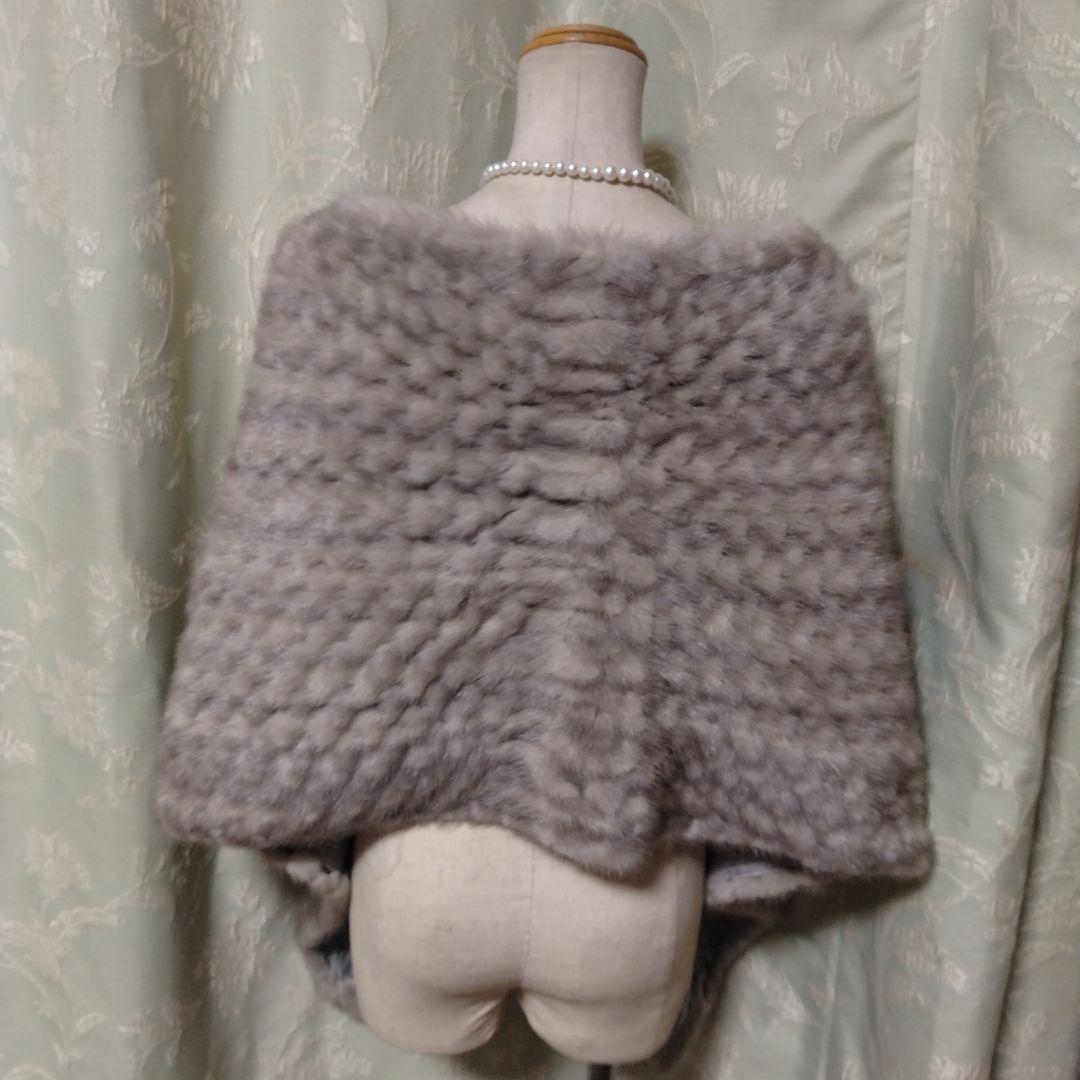 新同✩ミンク✩ファーショール✩サファイアミンク✩留め具有✩裏地も素敵✩スカラップ