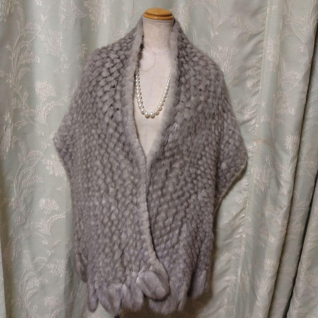 新同✩ミンク✩ファーショール✩サファイアミンク✩留め具有✩裏地も素敵✩スカラップ