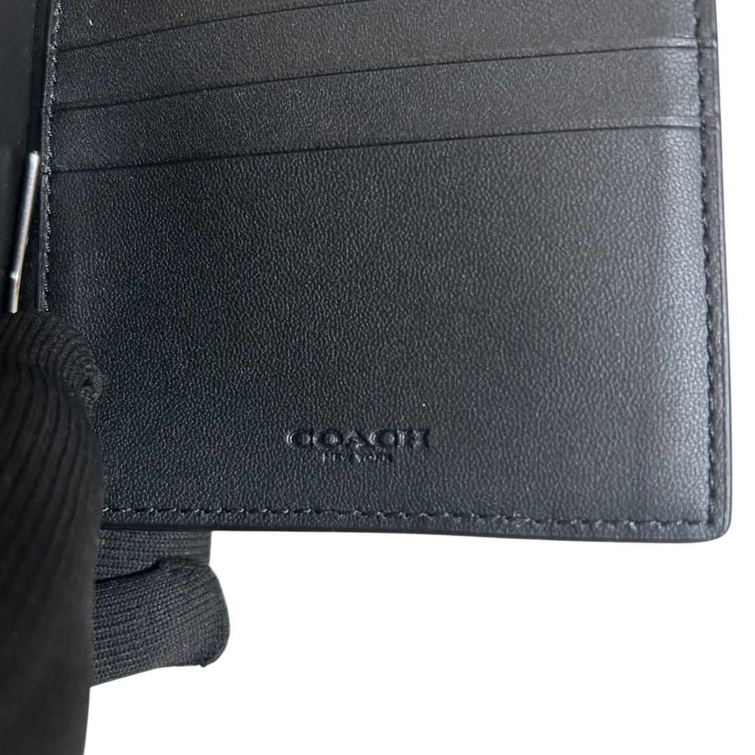 未使用級　極美品　コーチ　マネークリップ　財布　PVC　シグネチャー　黒