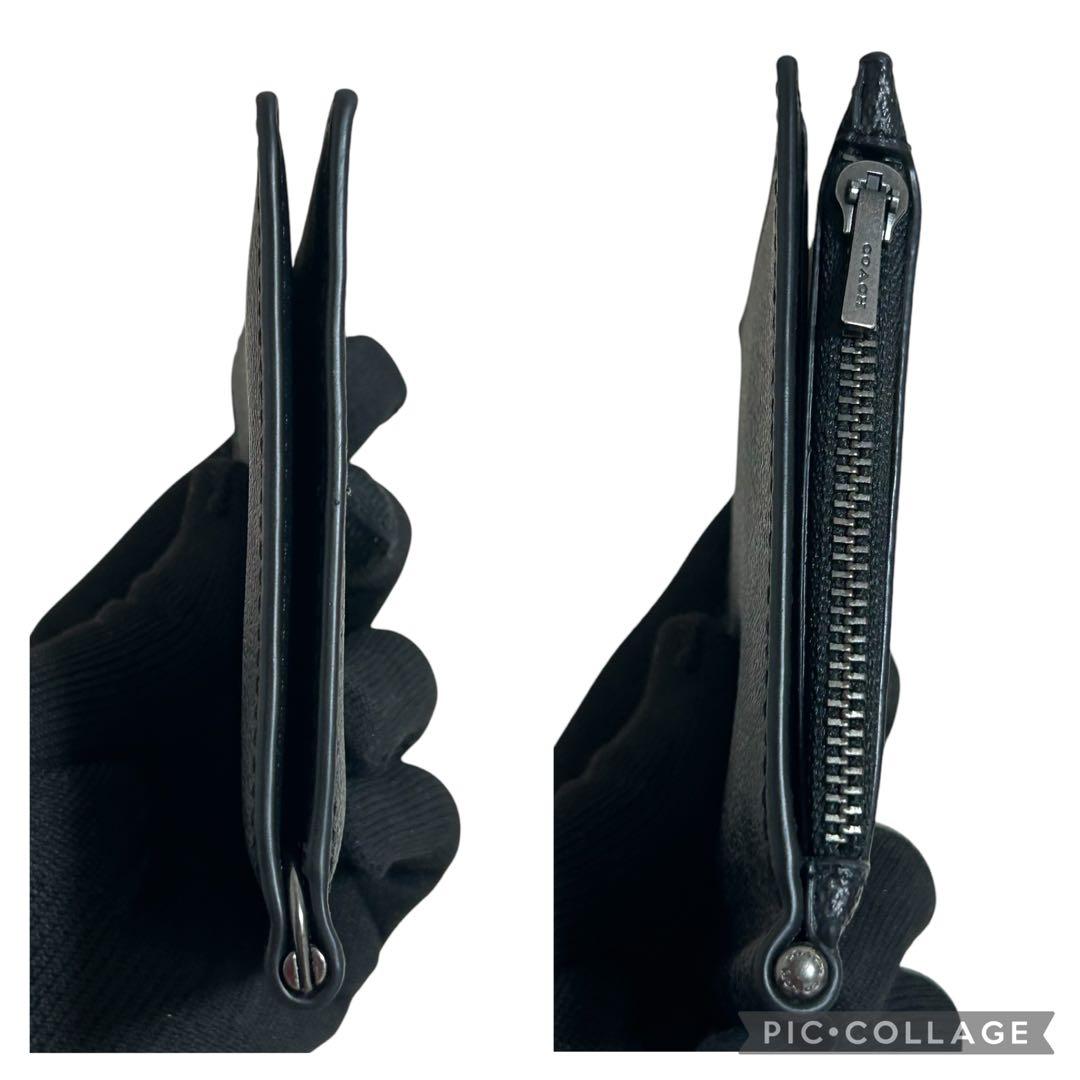 未使用級　極美品　コーチ　マネークリップ　財布　PVC　シグネチャー　黒