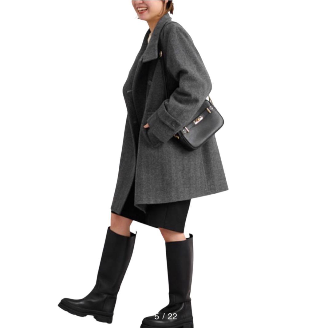 【2023AW】relume☆尾州ウールスーパー100モッサスタンドコートグレー