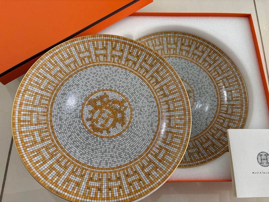 【新品】エルメス　デザートプレート 〈モザイク 24〉 ゴールド