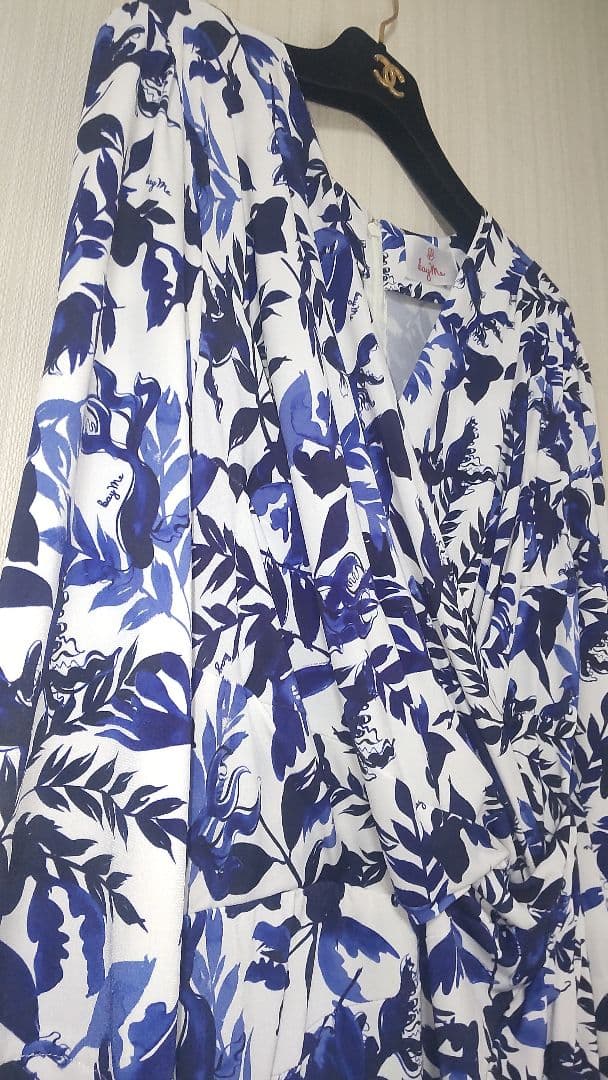 大きいサイズ Kay me ケイミー【和柄】 藍金魚　ギャザーワンピース