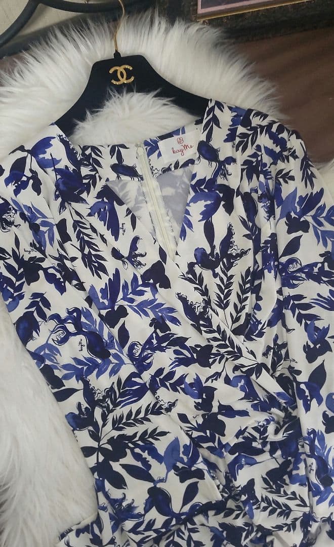 大きいサイズ Kay me ケイミー【和柄】 藍金魚　ギャザーワンピース