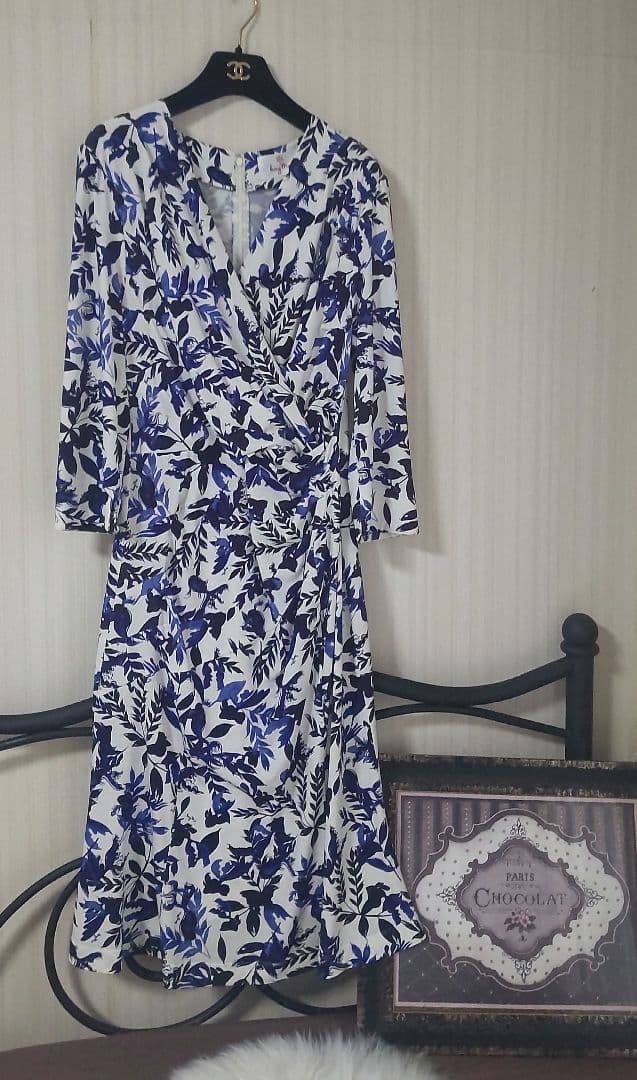 大きいサイズ Kay me ケイミー【和柄】 藍金魚　ギャザーワンピース