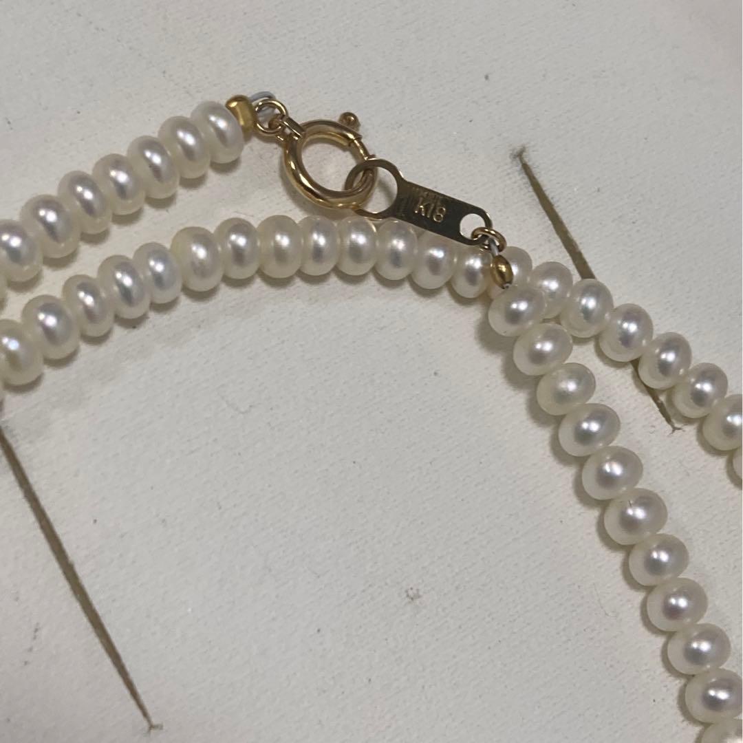 パールネックレス　本真珠　淡水パール　ベビーパール　k18 18金 真珠 未使用