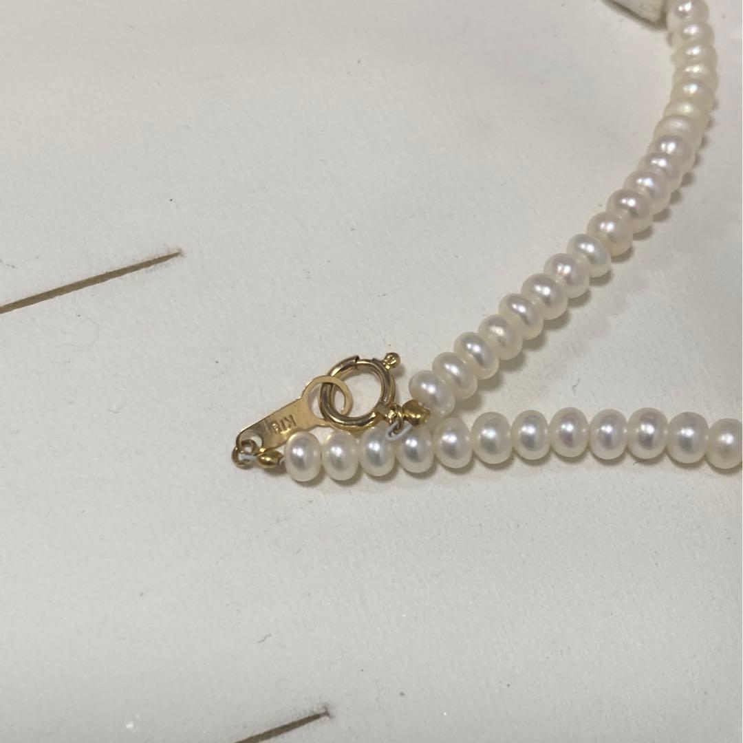 パールネックレス　本真珠　淡水パール　ベビーパール　k18 18金 真珠 未使用