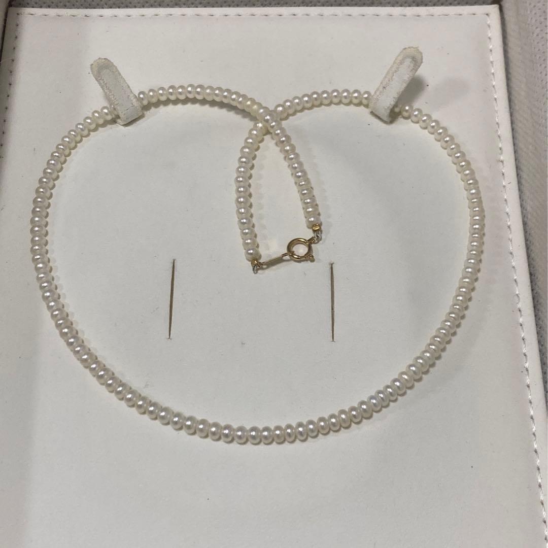 パールネックレス　本真珠　淡水パール　ベビーパール　k18 18金 真珠 未使用