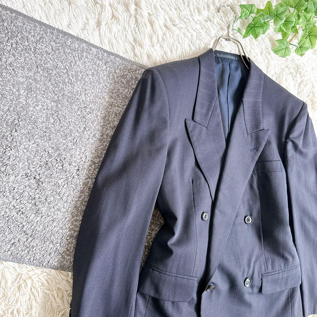 オールド　ディオール セットアップ　ストライプ柄　ダブルボタン　ネイビー　紺ブレ