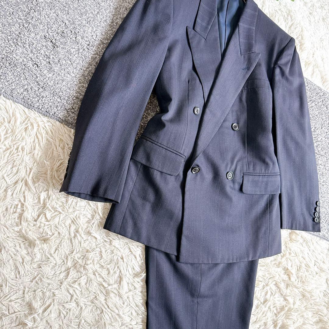 オールド　ディオール セットアップ　ストライプ柄　ダブルボタン　ネイビー　紺ブレ