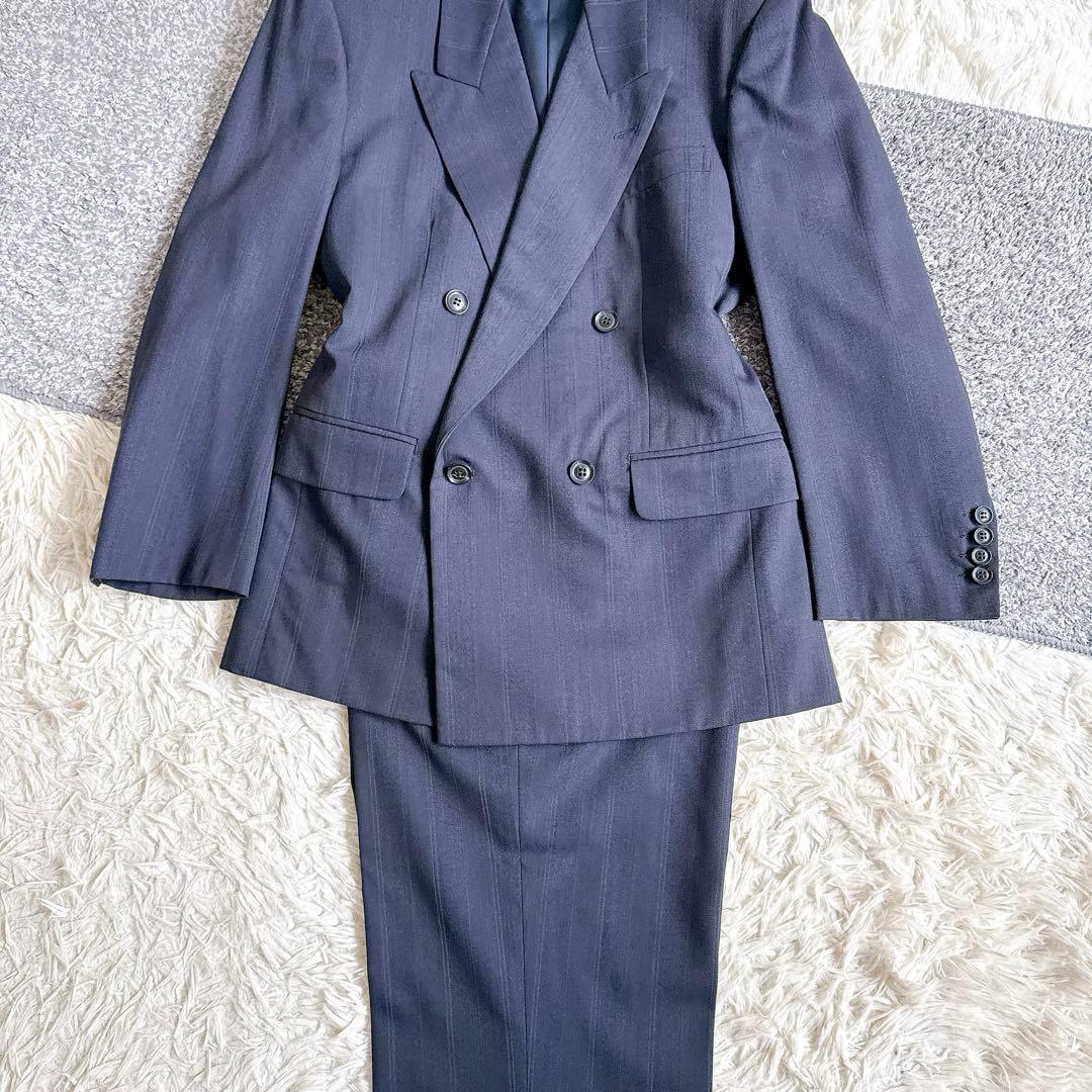 オールド　ディオール セットアップ　ストライプ柄　ダブルボタン　ネイビー　紺ブレ