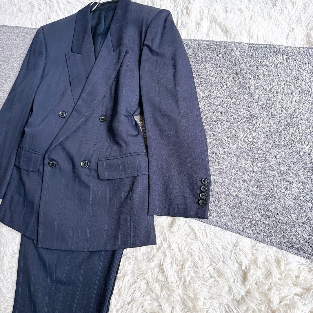 オールド　ディオール セットアップ　ストライプ柄　ダブルボタン　ネイビー　紺ブレ