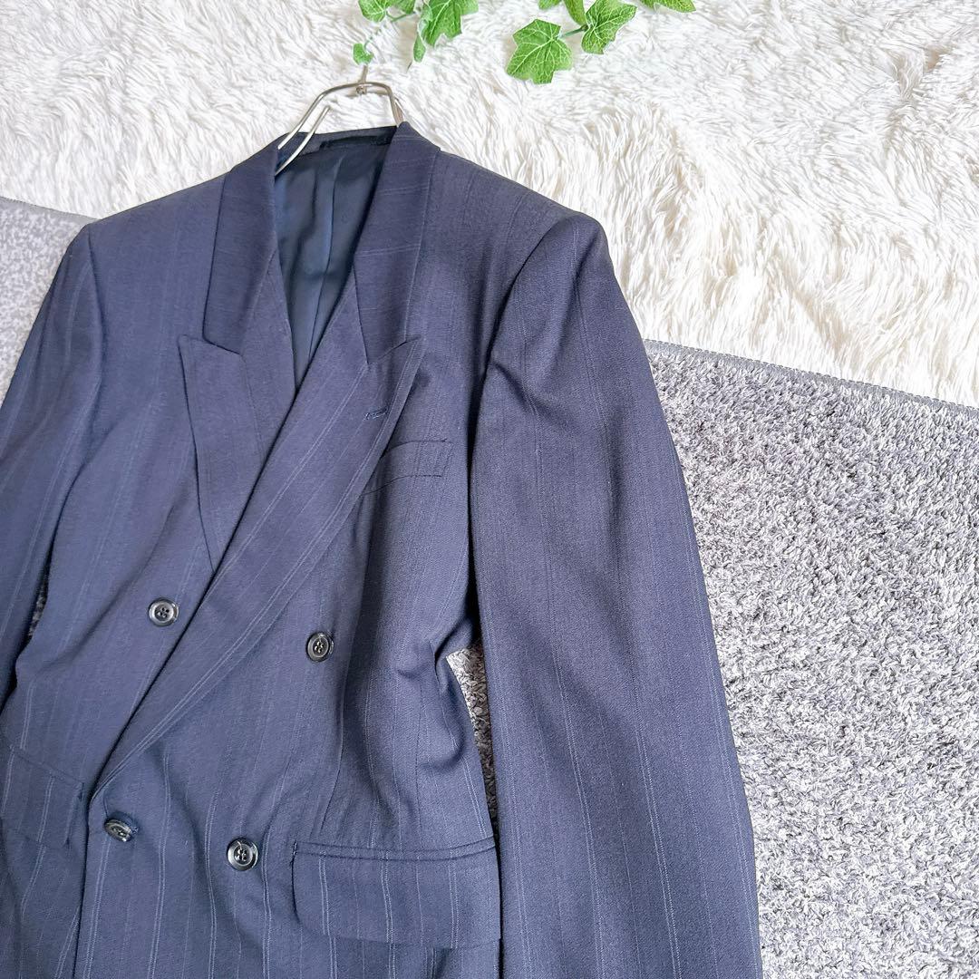 オールド　ディオール セットアップ　ストライプ柄　ダブルボタン　ネイビー　紺ブレ