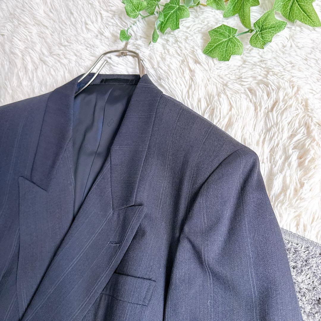 オールド　ディオール セットアップ　ストライプ柄　ダブルボタン　ネイビー　紺ブレ