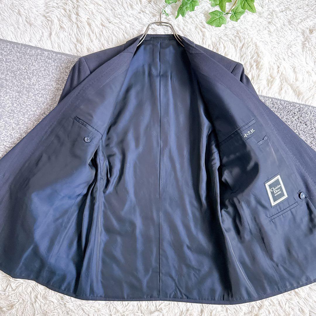 オールド　ディオール セットアップ　ストライプ柄　ダブルボタン　ネイビー　紺ブレ