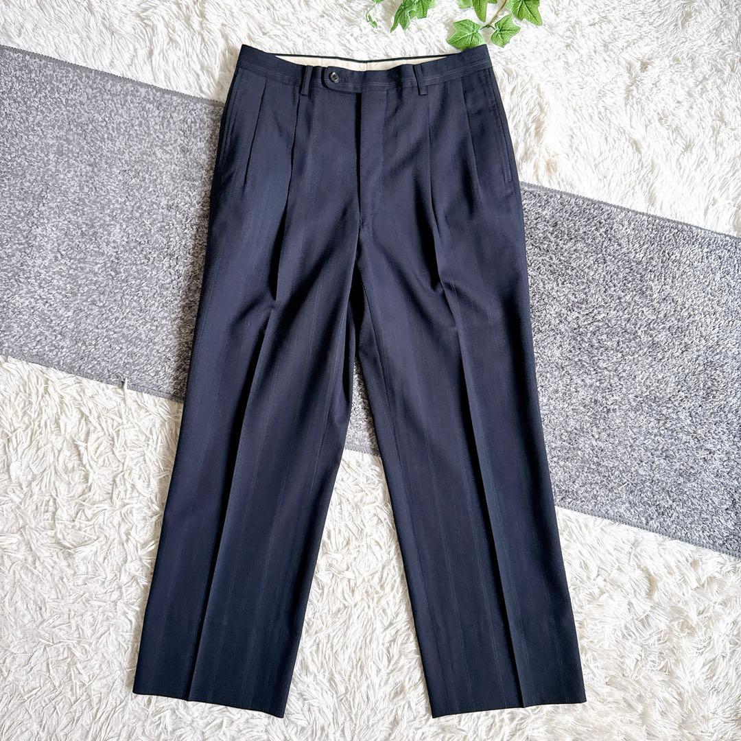 オールド　ディオール セットアップ　ストライプ柄　ダブルボタン　ネイビー　紺ブレ