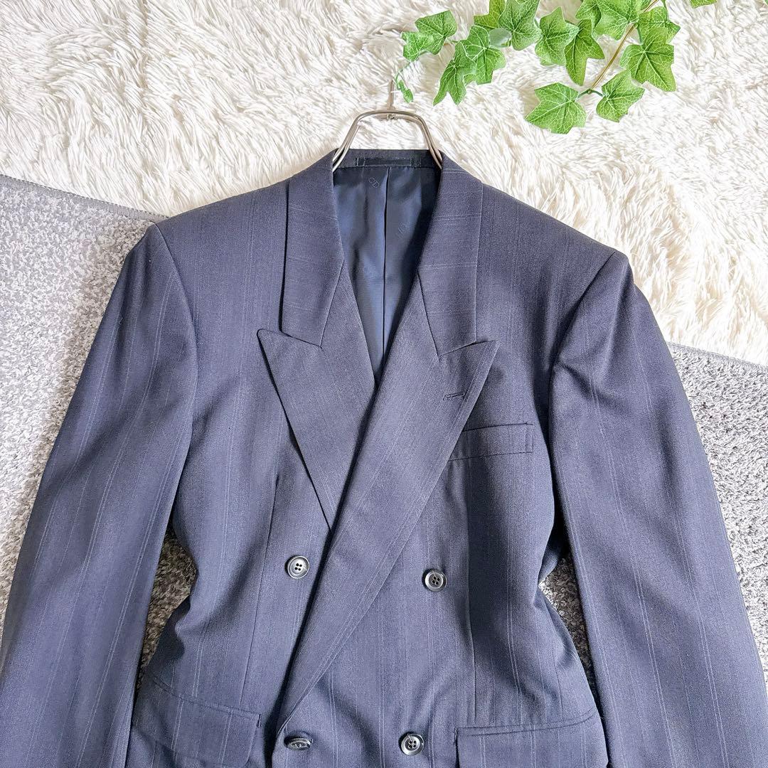 オールド　ディオール セットアップ　ストライプ柄　ダブルボタン　ネイビー　紺ブレ