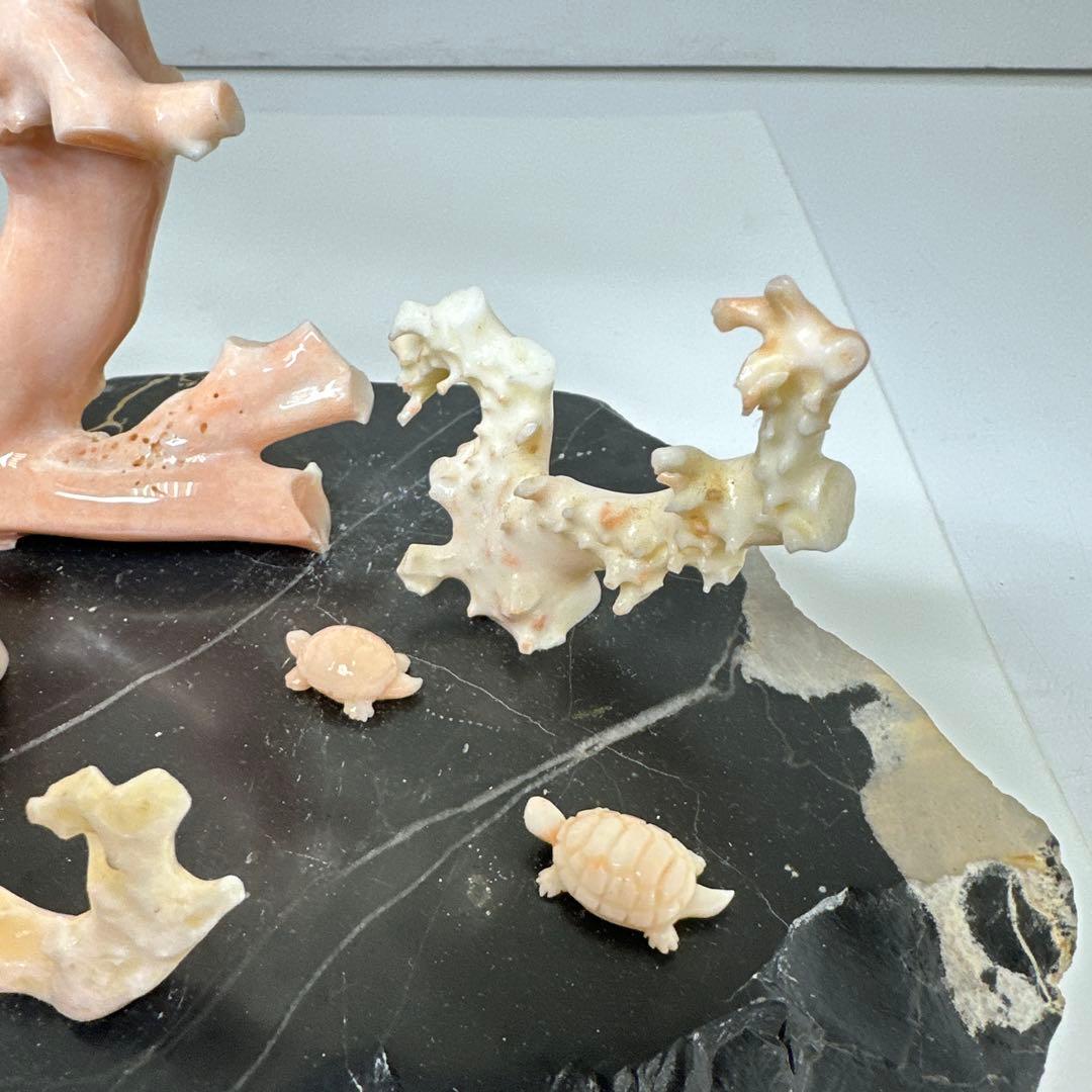 本ぼけ珊瑚　極太原木　赤珊瑚カメ　置物　約291gトコエ　東さ8-0104☆1F