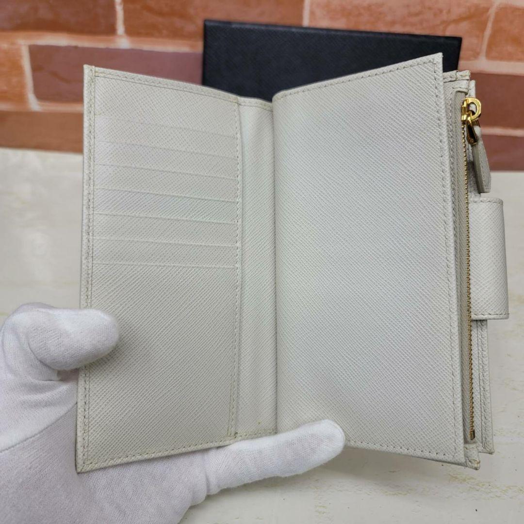 希少 美品PRADA☆鑑定済☆サフィアーノ 1ML005白 ホワイト プラダ財布