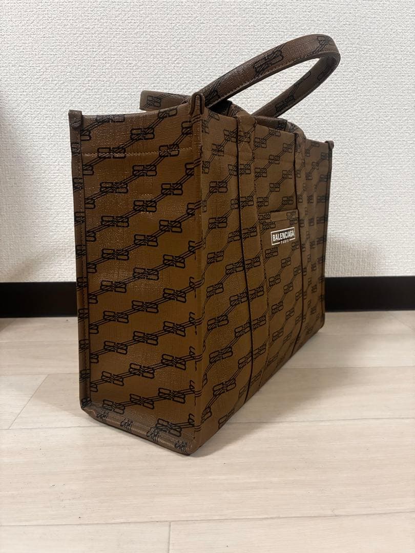 【メル29609】BALENCIAGA ロゴプリント トートバッグ