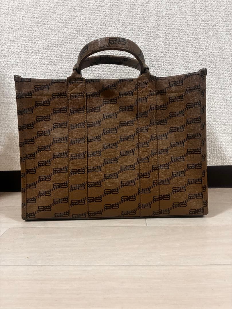 【メル29609】BALENCIAGA ロゴプリント トートバッグ