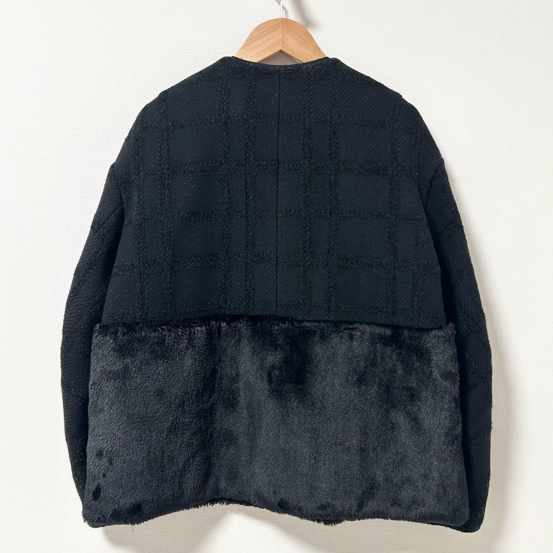 TOMORROWLAND モールチェック ファーペプラムジャケット　36
