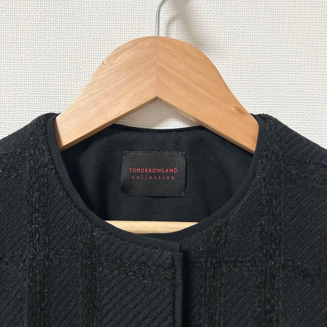 TOMORROWLAND モールチェック ファーペプラムジャケット　36