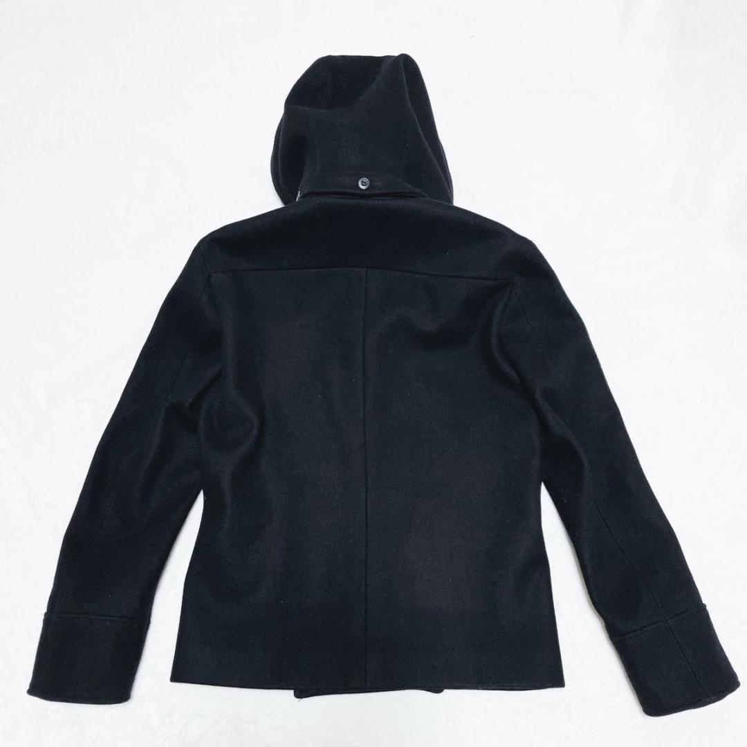 ジュンハシモト Pコート ロングジップ カシミア混 フード付き サイズM