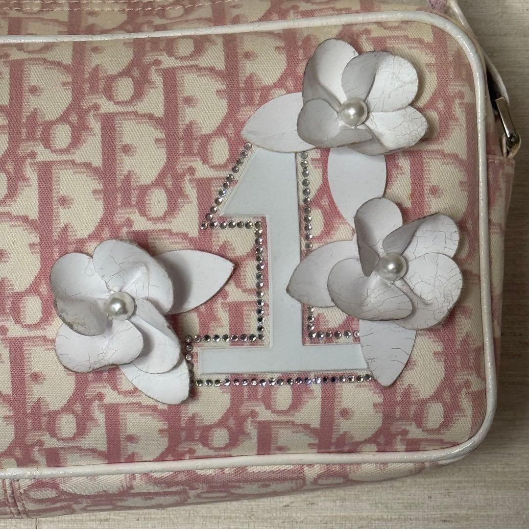 クリスチャンディオール　トロッター　ショルダーバッグ ピンク　フラワー