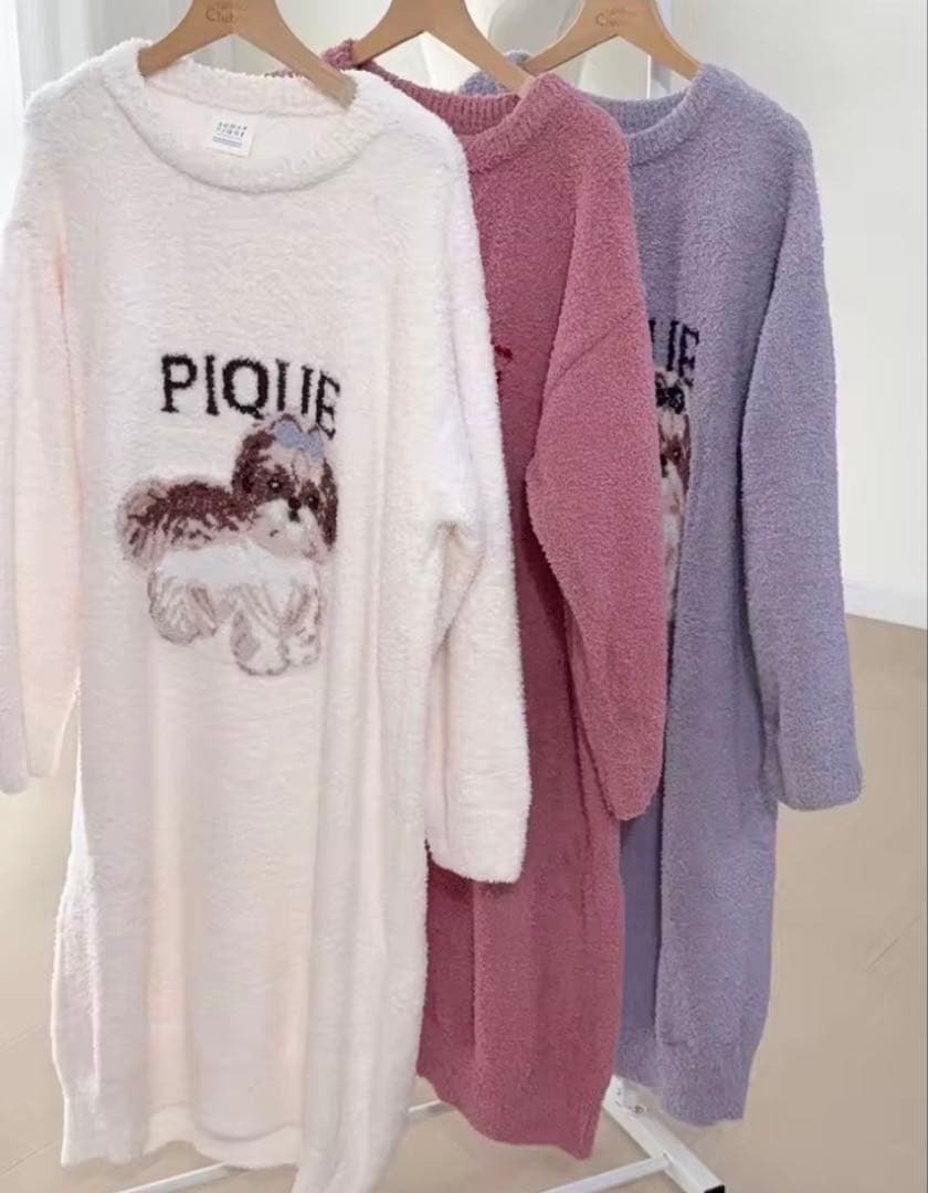 新品！ジェラピケお好きな方に！シーズーのジャガードふわもこワンピースピンク