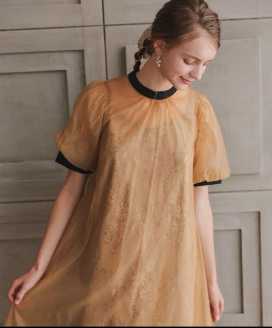 10★新品タグ付き★ドリードール　Aラインシアードレス　オレンジM/SHORT