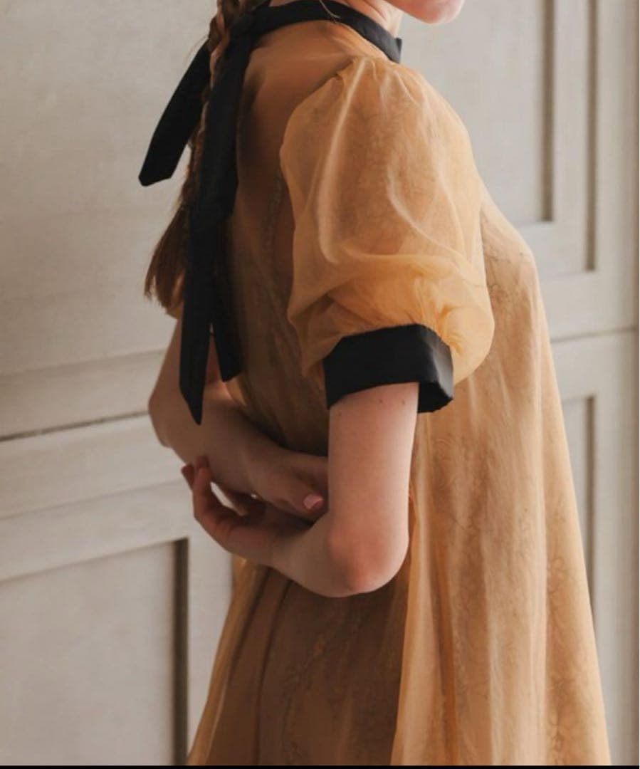 10★新品タグ付き★ドリードール　Aラインシアードレス　オレンジM/SHORT