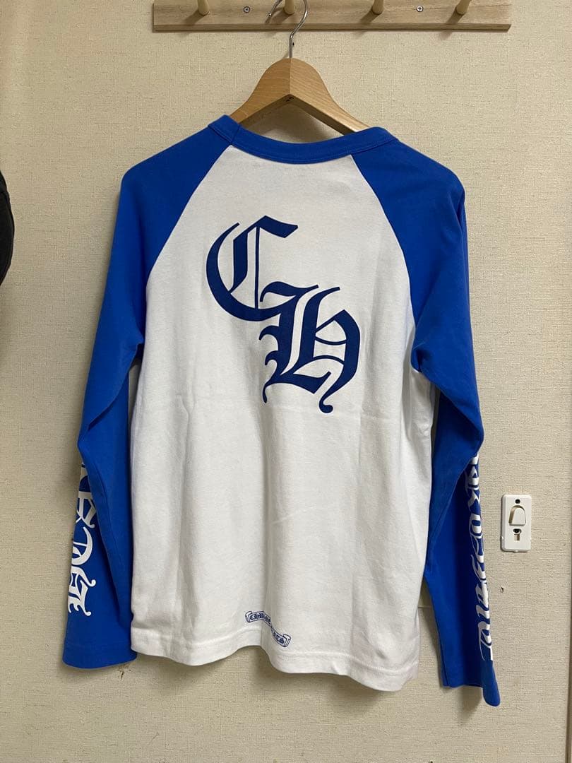 クロムハーツ ホースシュー ラグラン ロンT ホワイト/ブルー M