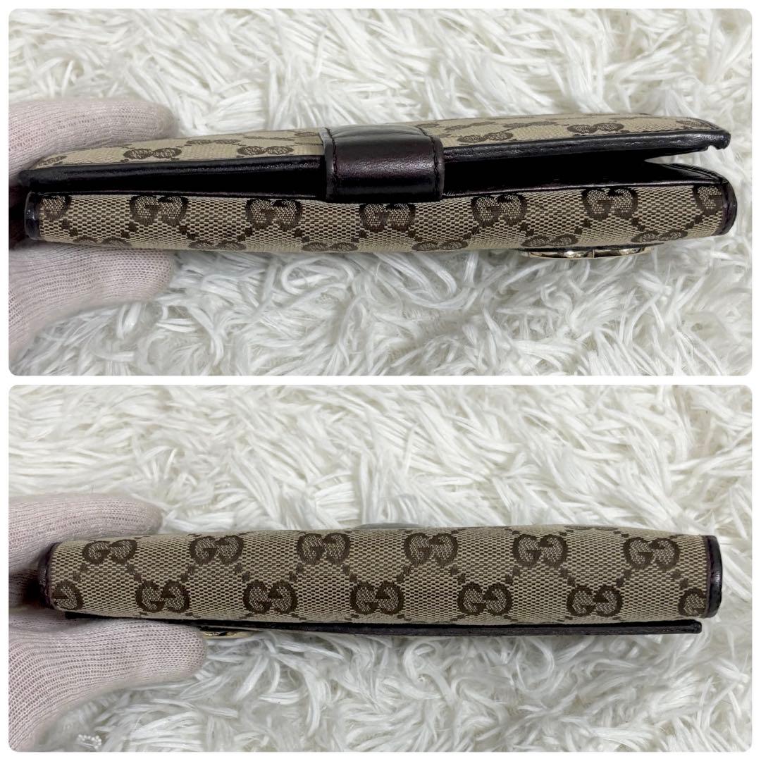 美品✨GUCCI 長財布 wホック ラブリーハート　GGキャンバス　ブラウン
