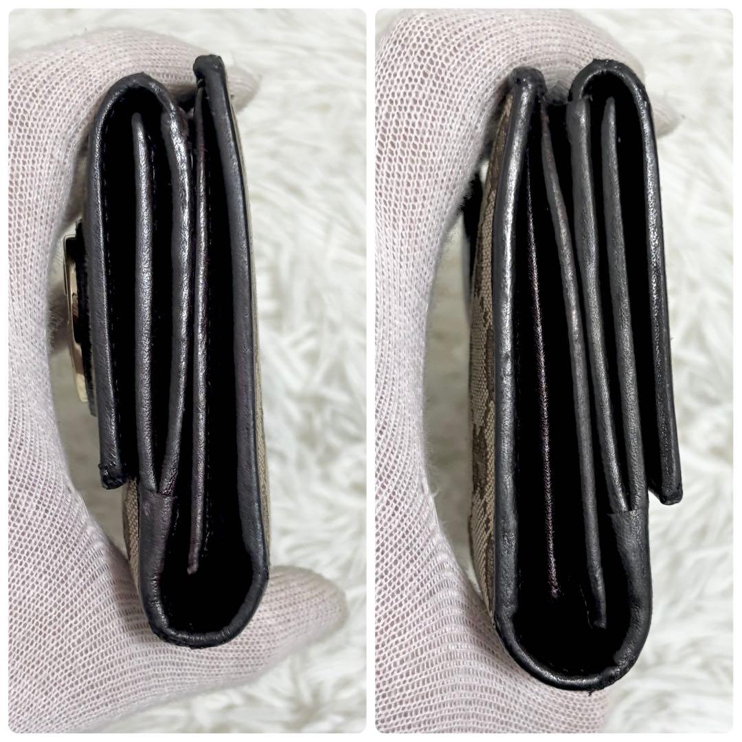 美品✨GUCCI 長財布 wホック ラブリーハート　GGキャンバス　ブラウン