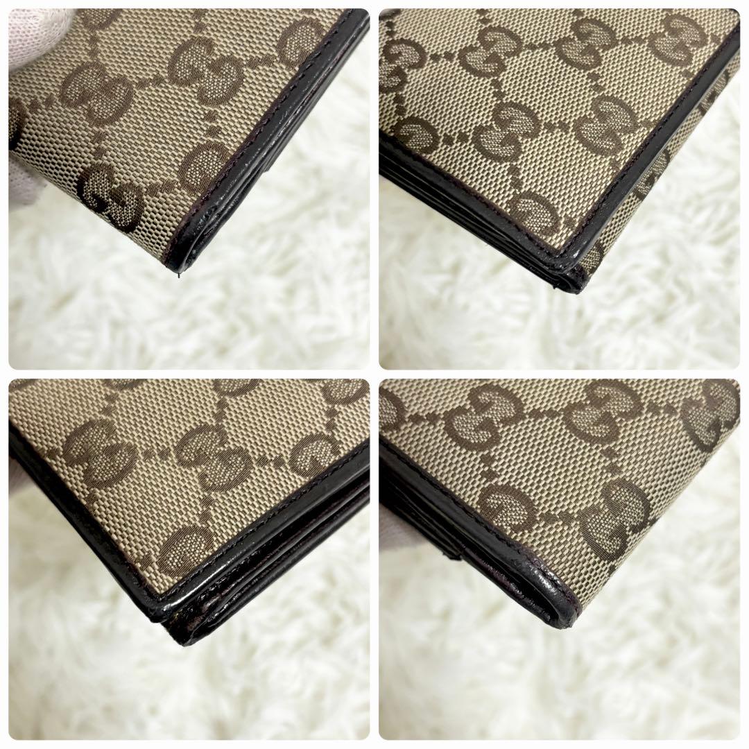 美品✨GUCCI 長財布 wホック ラブリーハート　GGキャンバス　ブラウン