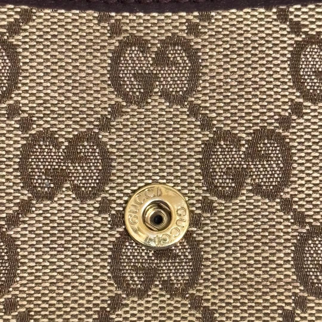 美品✨GUCCI 長財布 wホック ラブリーハート　GGキャンバス　ブラウン