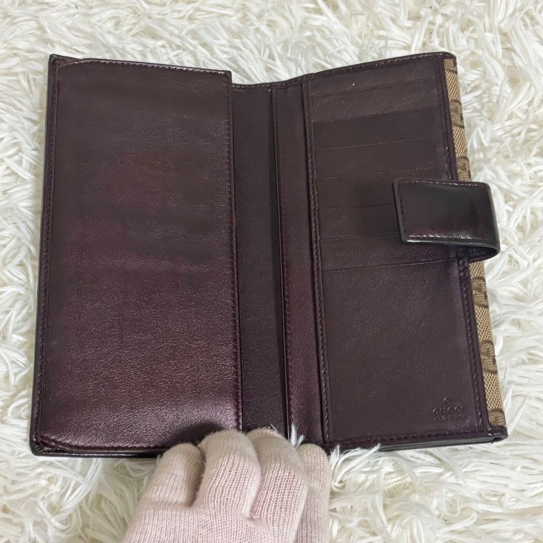 美品✨GUCCI 長財布 wホック ラブリーハート　GGキャンバス　ブラウン