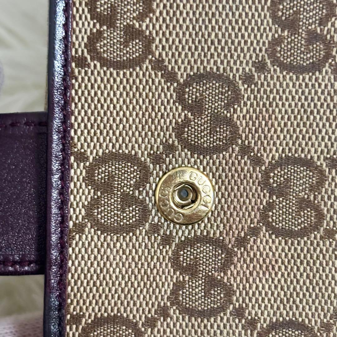 美品✨GUCCI 長財布 wホック ラブリーハート　GGキャンバス　ブラウン