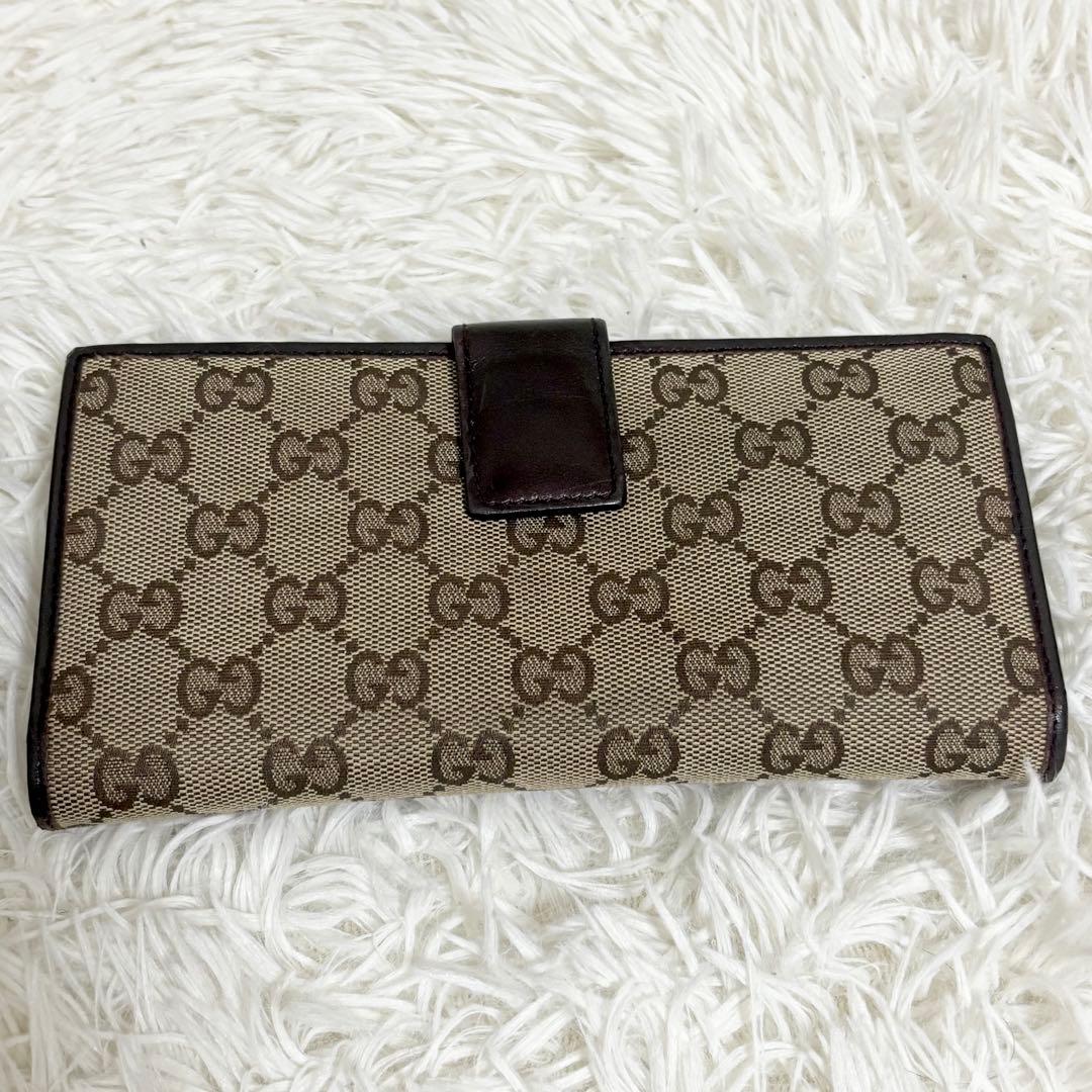 美品✨GUCCI 長財布 wホック ラブリーハート　GGキャンバス　ブラウン