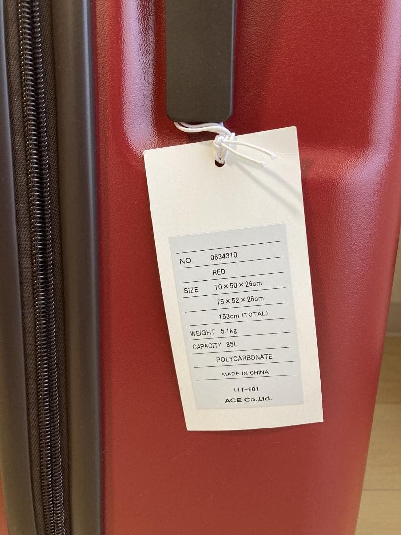 新品未使用タグつき　ACE サークルZ スーツケース　赤　Lサイズ