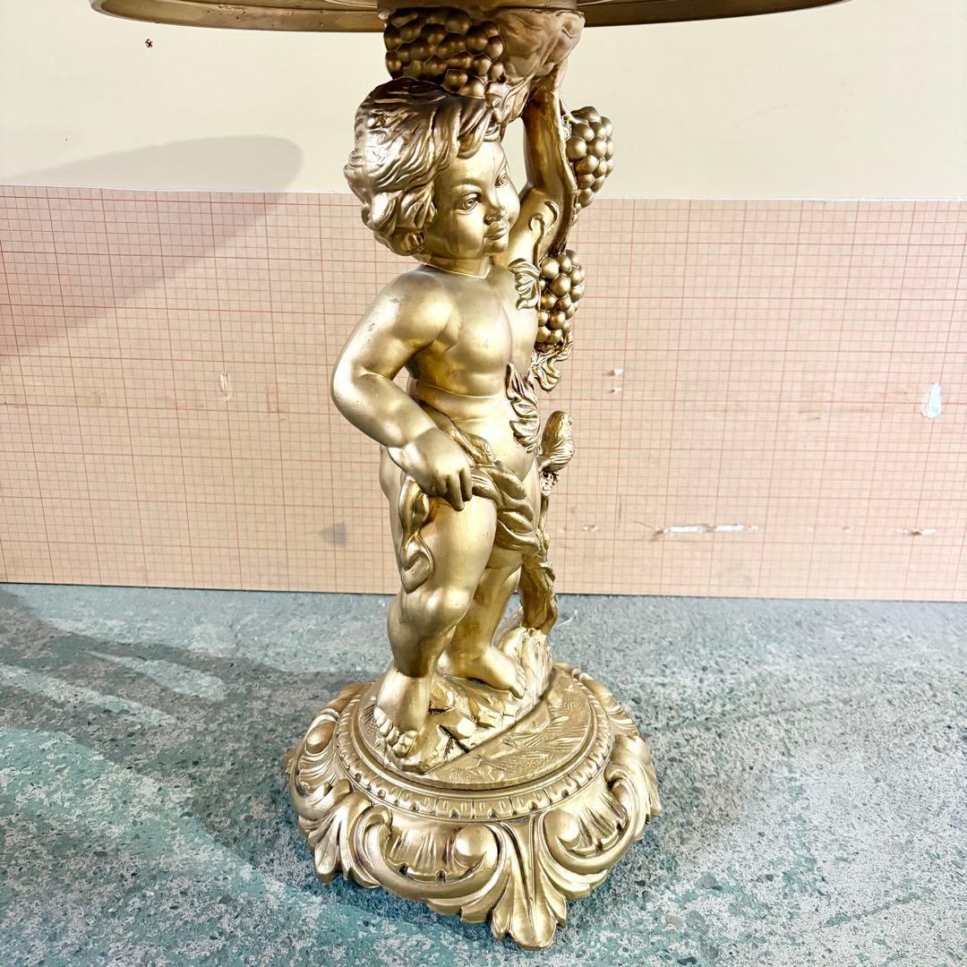 西洋アンティーク調 天使の飾り台 サイドテーブル花台 ゴールド