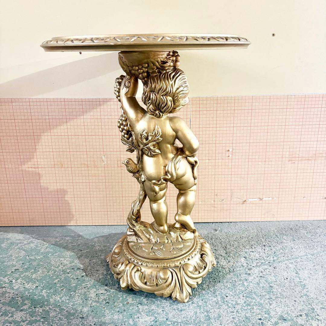 西洋アンティーク調 天使の飾り台 サイドテーブル花台 ゴールド