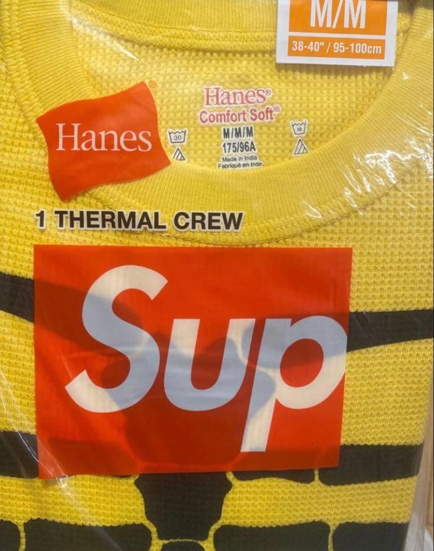 トップス Supreme Hanes Bones Thermal Crew Yellow
