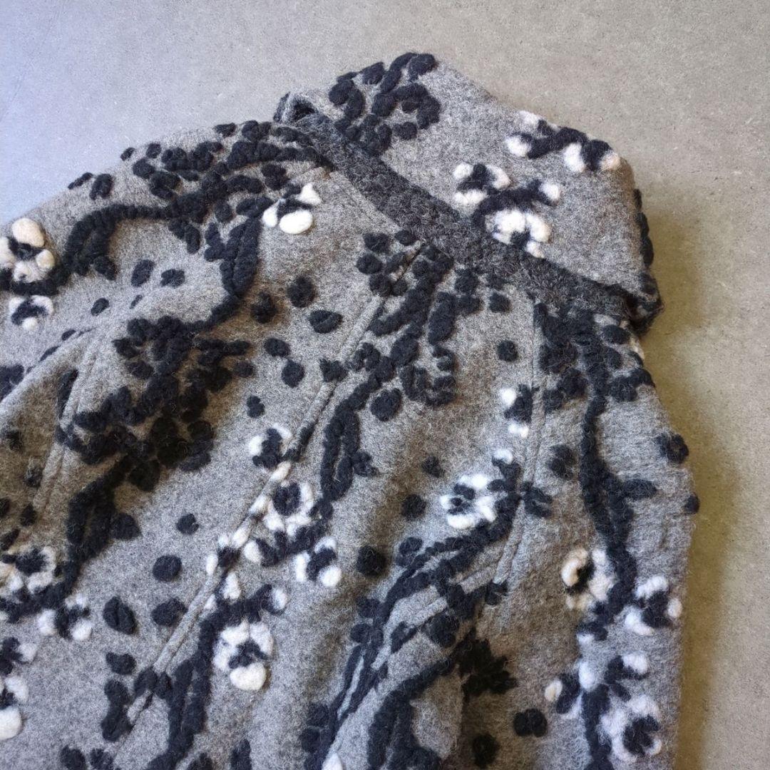 新品 akane アカネ コート M~L 花柄 ジャガード Aライン 高級感