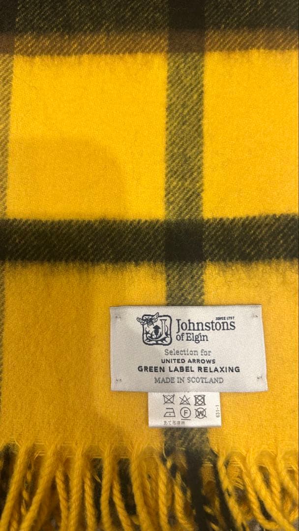Johnstons of Elgin ストール イエロー・ブラックチェック