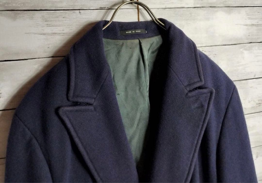 イタリア製 エンポリオアルマーニ ロングチェスターコート ダブルボタン ウール紫