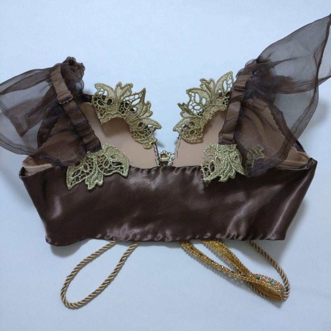 ベリーダンス セットアップ 衣装　ブラウン　サテン　茶色　ブラベルト