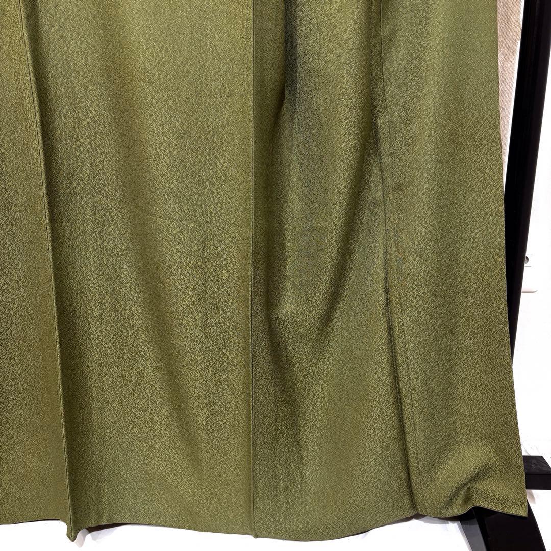 色無地　袷　紋なし　モスグリーン　身丈161 裄丈68 身幅広め　k1301